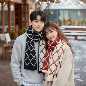 1+1 겨울 방한 보온 머플러 남자 여자 커플 목도리 양면 스카프 롱 넥워머