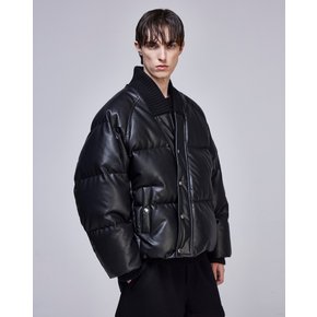 [파주점] 컬렉션 바이어스 컷 레더 구스 점퍼 SG6JP704BK