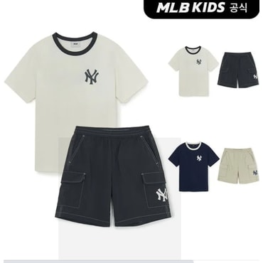 MLB키즈 (백화점공식) 25SS 스트릿 베이직 로고 티셔츠 세트 (2color) 7AS1B3253