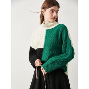 Sheep wool cable knit_GREEN