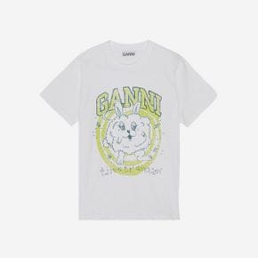 (W) 가니 릴드 버니 티셔츠 브라이트 화이트 (W) Ganni Relaxed Bunny T-Shirt Bright White 270