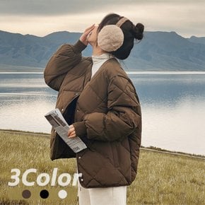 / 넉넉한 데일리 노카라 퀼팅 경량패딩 3col