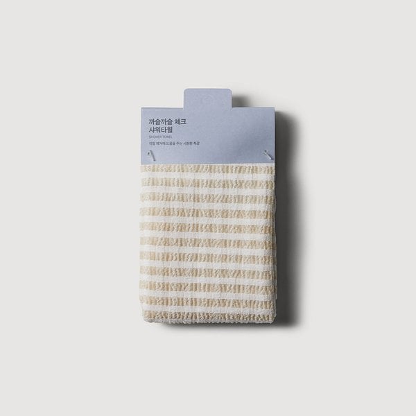 까슬까슬 체크 샤워타월 29x95cm 베이지 J625901001211
