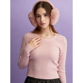 Simple Cable Knit Top (PINK)