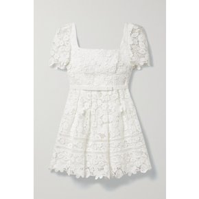 Grosgrain-trimmed Guipure Lace Mini Dress 화이트