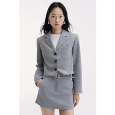 벨티드 데님 스커트 그레이 멜란지 1365736001