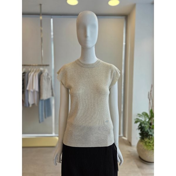 [여주점] [더 아이잗] 여성 캡 슬리브 라운드넥 풀오버 니트(IS3M1PO831)