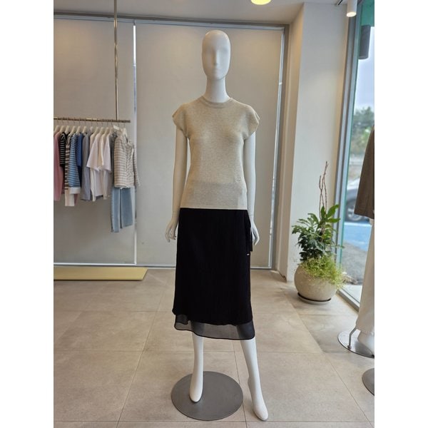 [여주점] [더 아이잗] 여성 캡 슬리브 라운드넥 풀오버 니트(IS3M1PO831)