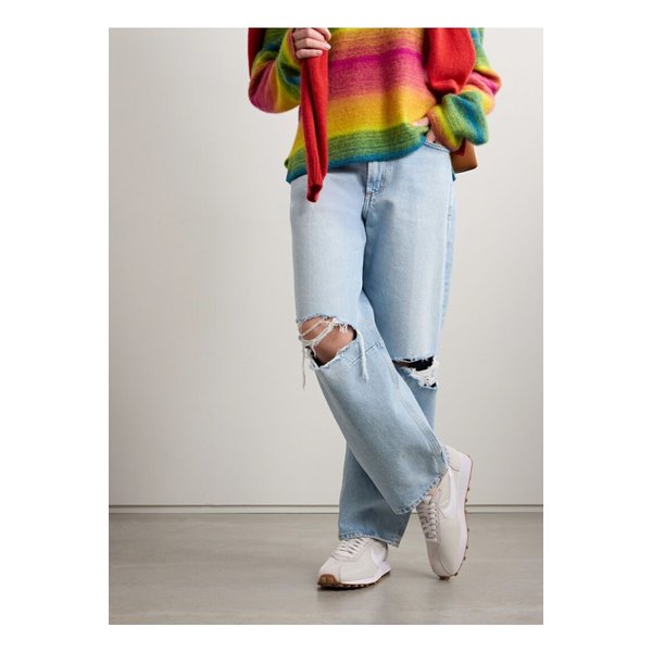 Ld-1000 가죽 브러시드 스웨이드 트리밍 메시 스니커즈 화이트 1647597358690543