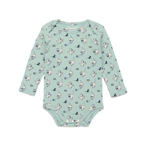 키즈 캣마우스 패턴 롱슬리브 랩 온지 바디슈트 세이지그린 B3132W25 0A5
