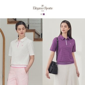 [Elégance Sports] 26SS 여성 썸머 메쉬 시어서커 카라 티셔츠 2종