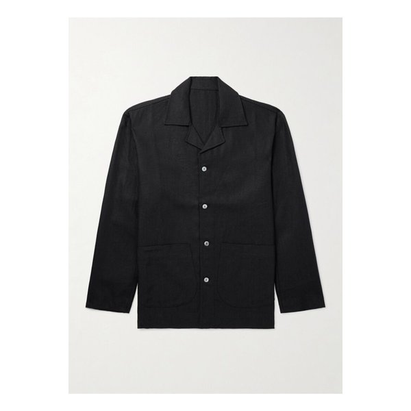 스토파 캠프 칼라 리넨 캔버스 오버셔츠 블랙 1647597357570968