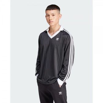 아디다스 4823343 adidas Adicolor Pique Football Long Sleeve Tee Mens - Black