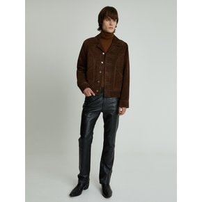 Suede Trucker Jacket (Dark Brown)