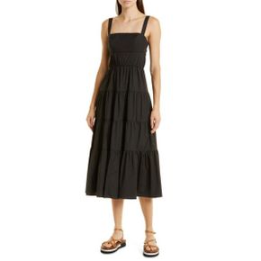 4243790 JASON WU Tiered Cotton Blend Fit  Flare Midi Dress