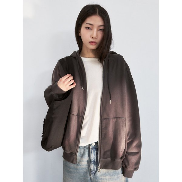 오버사이즈 워시드 후드 집업 [charcoal]