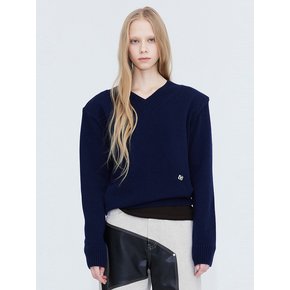 Classic V-neck Knit_Navy