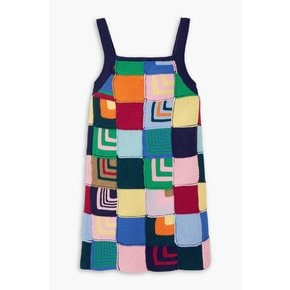 Patchwork crochet-knit mini dress 멀티컬러 1647597348359041