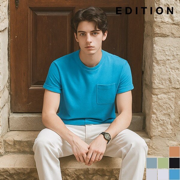 [에디션] 라운드 포켓 반팔 티셔츠 (NED2TR1902)