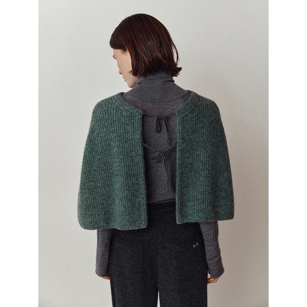 Baby alpaca ribbed cape_Dusty green