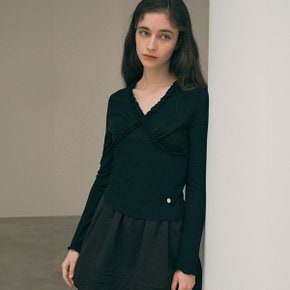 LACE LONG SLEEVE T-SHIRT BLACK