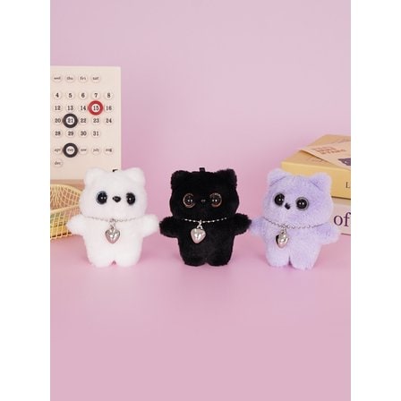 플러시플러시 힙즈 똘망냥이 키링 화이트 블랙 퍼플