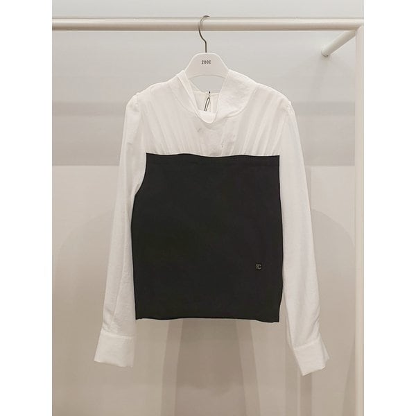 [파주점] 쥬크 주크 뒷리본 니트배색 블라우스​ V261PSC903