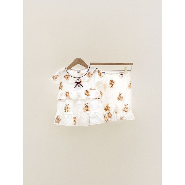 여자아동 테디베어 레이온코튼 민소매 투피스 잠옷