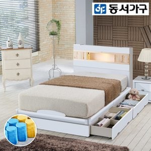 동서가구 세렌 LED 편백 수납 SS침대+9존 독립매트리스 DF909526