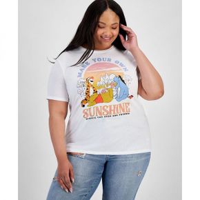 우먼 디즈니 트렌디 플러스 사이즈 Pooh 파라다이스 그래픽 티셔츠 - 화이트 9028408