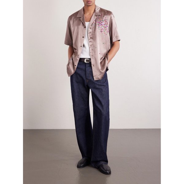 컨버터블 칼라 장식 새틴 셔츠 46376663163006339