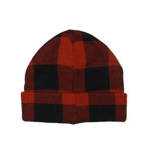 4466149 Steve Madden Mens Check Print Fitted Beanie Hat