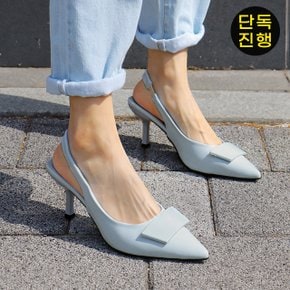 단독진행 샤로츠 글로시 사각장식 슬링백힐(7cm)