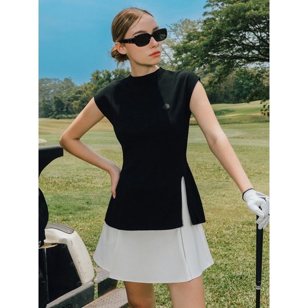 Airy Slit Cool knitwear (Black)