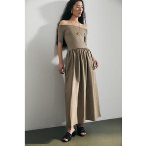 오프숄더 드레스 베이지 1283147002