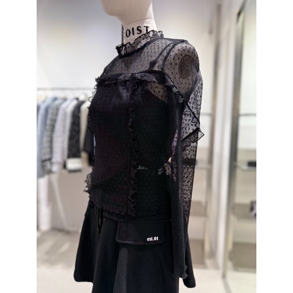 [여주점] 러플 메쉬 긴팔 티셔츠 ES2OTL53