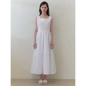 square neck french dress - white