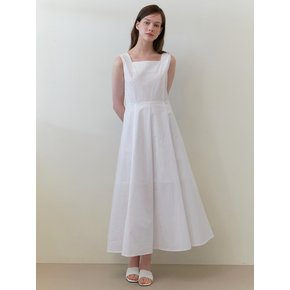 square neck french dress - white