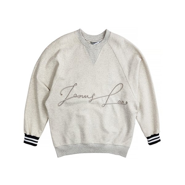 BEIGE OVERSIZED CORD EMBROIDERED SWEATSHIRT