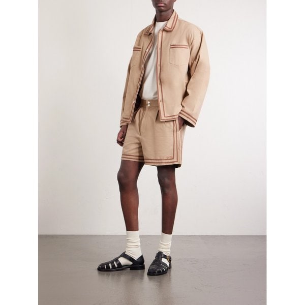 보디 스트레이트 레그 플리츠 코튼 트윌 쇼츠 46376663162957867