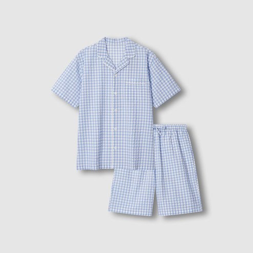 JAJU 25 S/S   남 시어서커 5부 파자마 세트  J215201106