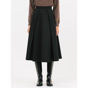 front tuck flared skirt_black