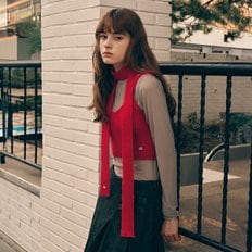 KNIT BUSTIER MUFFLER SET RED