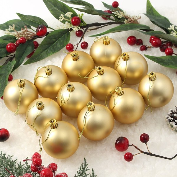 골드 무광볼 12p세트(6cm) 트리 장식구슬