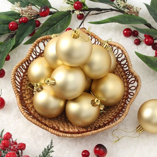 골드 무광볼 12p세트(6cm) 트리 장식구슬