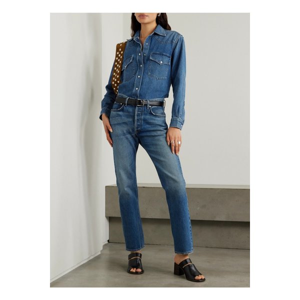 크롭 웨스턴 데님 셔츠 미드 데님 1647597356717606