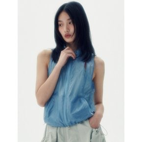 INCISION SLEEVELESS ZIP UP VEST [BLUE]