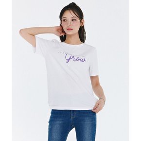 여성 에센셜 컬러 레터링 반팔 티셔츠_CBZG5853C01