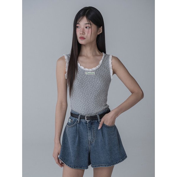 [리퍼브]PETAL JACQUARD COTTON LACE SLEEVELESS_GRAY