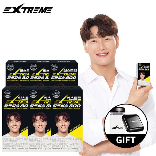 김종국 밀크씨슬 800mg 90정 X 6박스 (6개월분)+사은품 약통&보틀증정